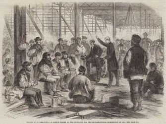 Essen und Predigen, eine Skizze aus dem Gebäude für die Internationale Ausstellung von 1862